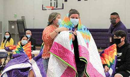 Issue-20STAR QUILT SADIE YOUNG BIRD WAS GIVEN A STAR QUILT FROM A GRACIOUS SENIOR DUSTI OLSON WHO GAVE FOUR QUILTS TO PEOPLE WHO INSPIRED HER-REV-web