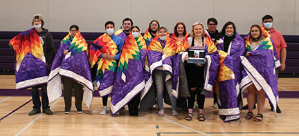 Issue-20STAR QUILT THE 2021 PARSHALL HIGH SCHOOL SENIORS WITH THEIR SATIN STAR QUILTS BESTOWED ON THEM FROM THE SCHOOL AND THE NORTHEAST SEGMENT COMMUNITY BOARD-REV-web