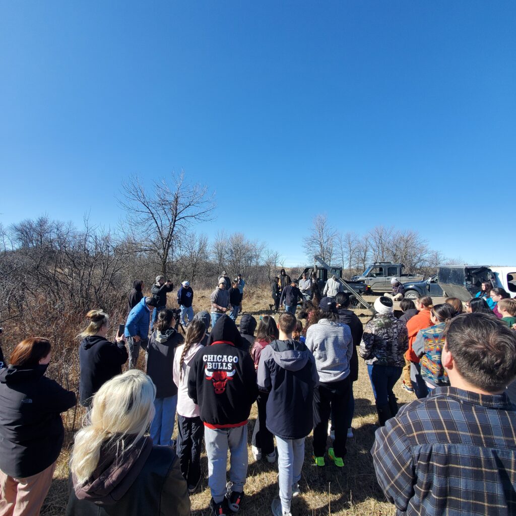 Cory Spotted Bear Elaborates History of Buffalo Butchering to Crowd Gathered
